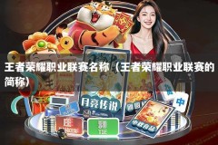 王者荣耀职业联赛名称（王者荣耀职业联赛的简称）